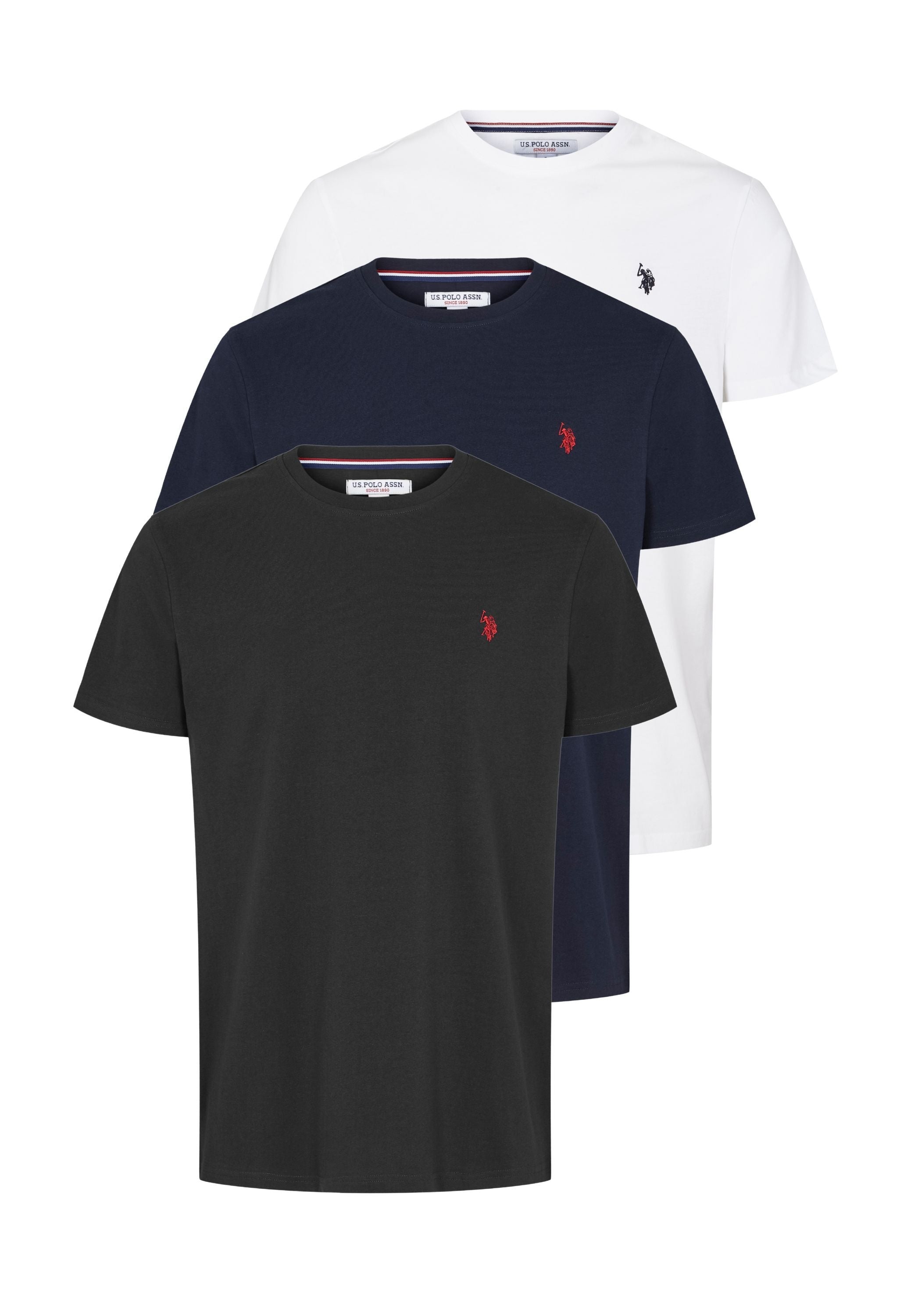 U.S. Polo Assn. Arjun 3-pack T-shirt, TAP SHOE/BRIGHT WHITE/DARK SAP