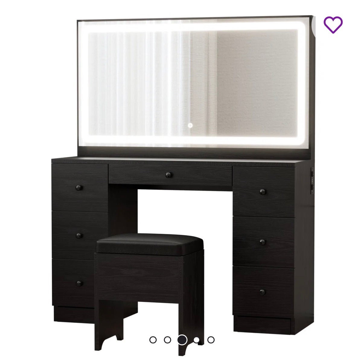Latitude Run® Makeup Vanity Desk with LED Lighted Mirror & Power Outlet & 7 Drawers & Reviews | Wayfair