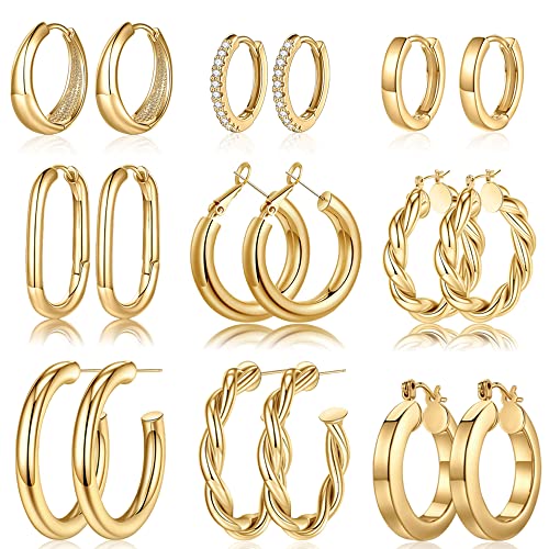 Earroings Yesteel Gold Hoop Earrings - Hypoallergenic Stainless Steel Hoops for ...